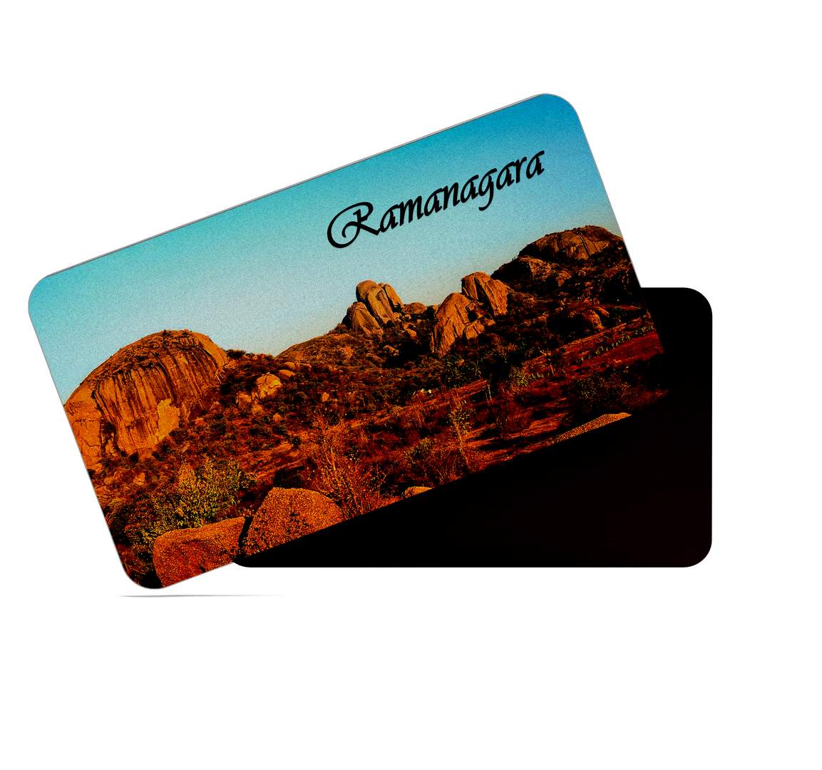 dhcrafts Multicolor Karnataka Ramanagara Design Rectangular Rubber Matte Finish Fridge Magnet / Magnetic Card Pack of 1 (8.6cm x 5.4cm)